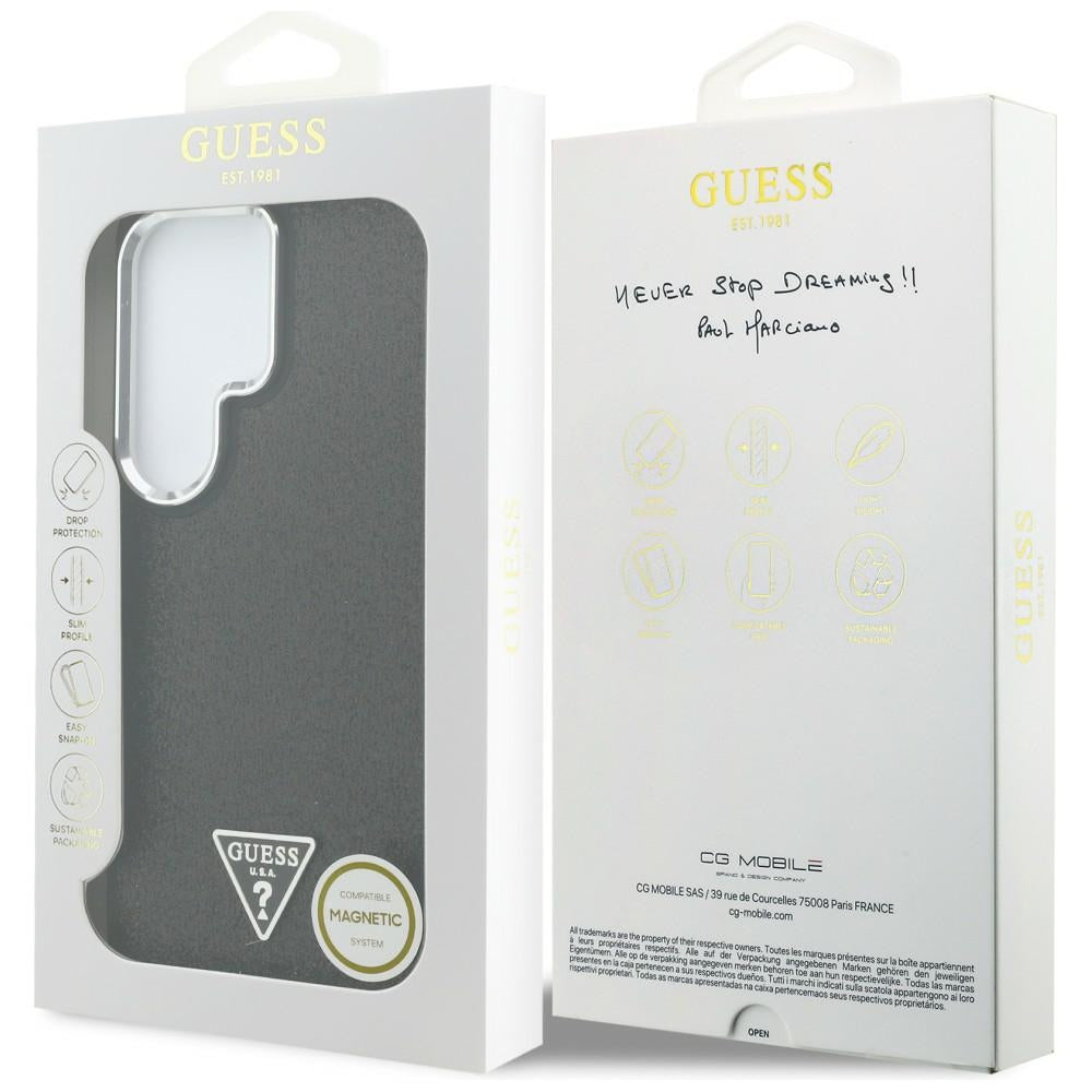Futrola MagSafe za Samsung Galaxy S26 Ultra S948, Guess, Fixed Glitter Triangle Logo, Crna