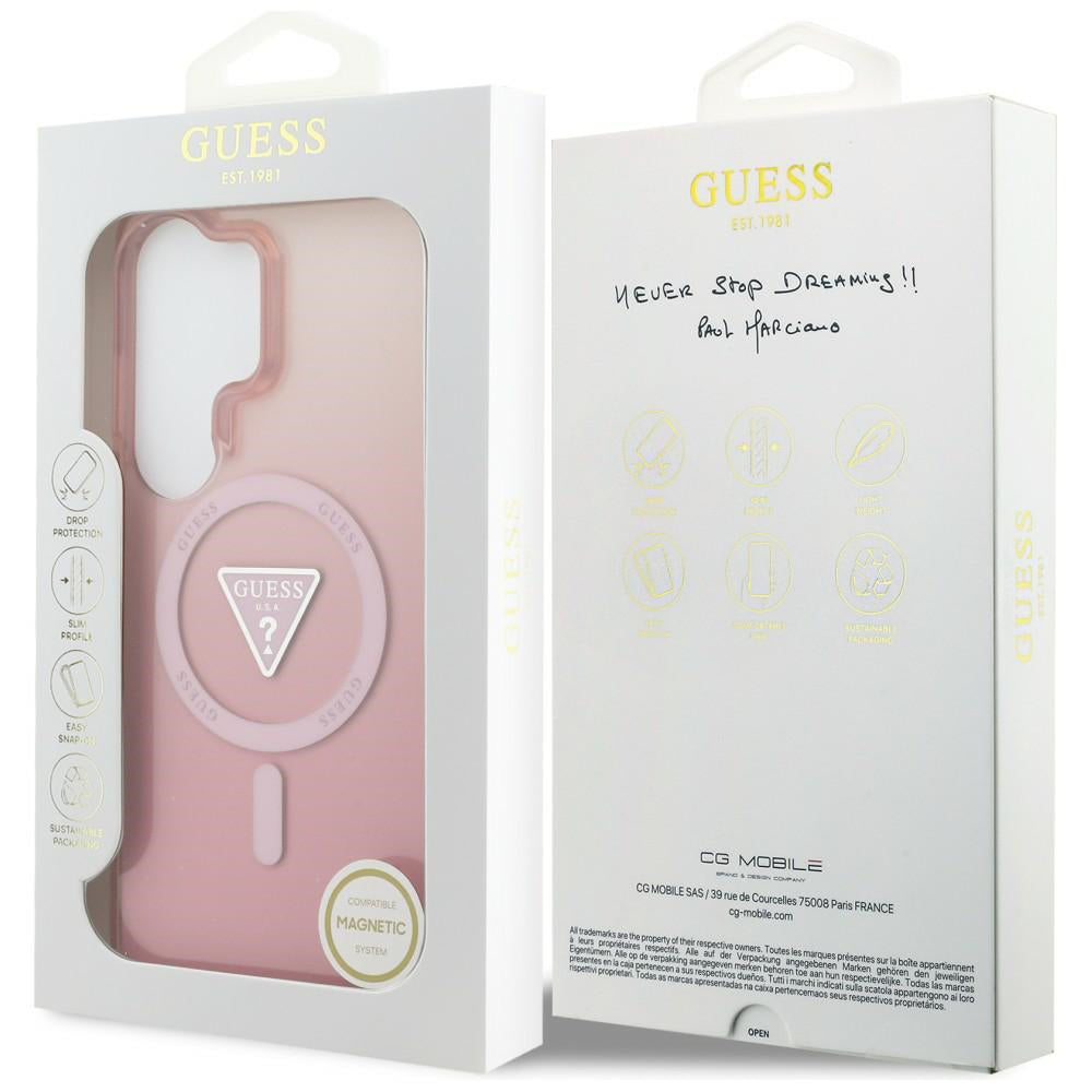 Futrola MagSafe za Samsung Galaxy S26 Ultra S948, Guess, IML Gradient Triangle Logo, Roze