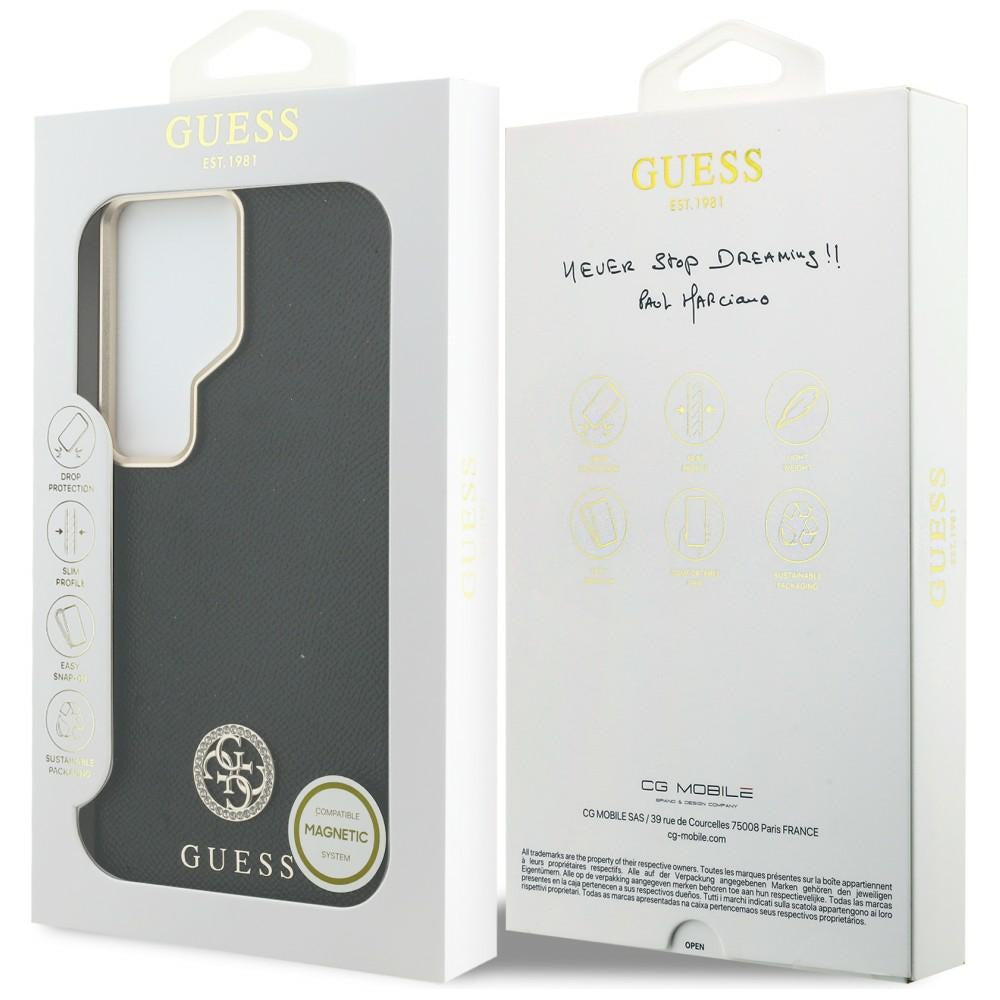 Futrola MagSafe za Samsung Galaxy S26 Ultra S948, Guess, Rhinestone Round Logo, Crna