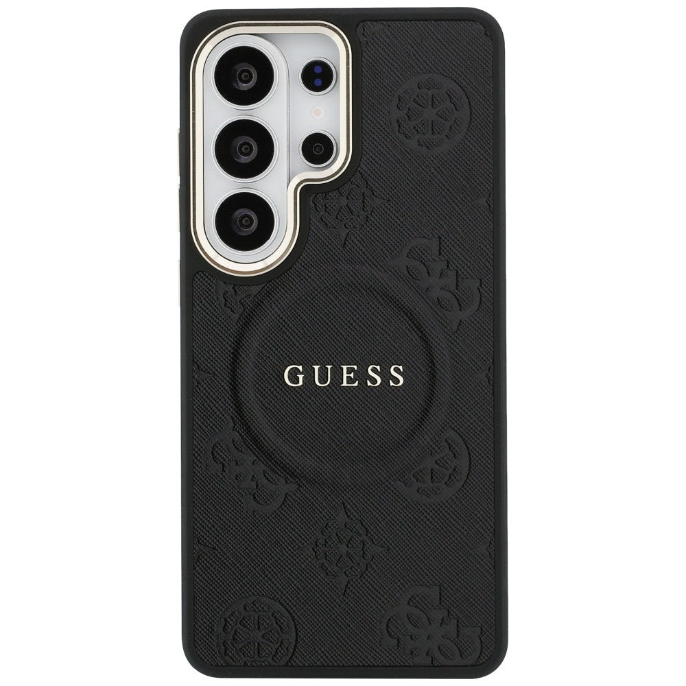 Futrola MagSafe za Samsung Galaxy S26 Ultra S948, GUESS, Saffiano Peony Embossed Ring, Crna