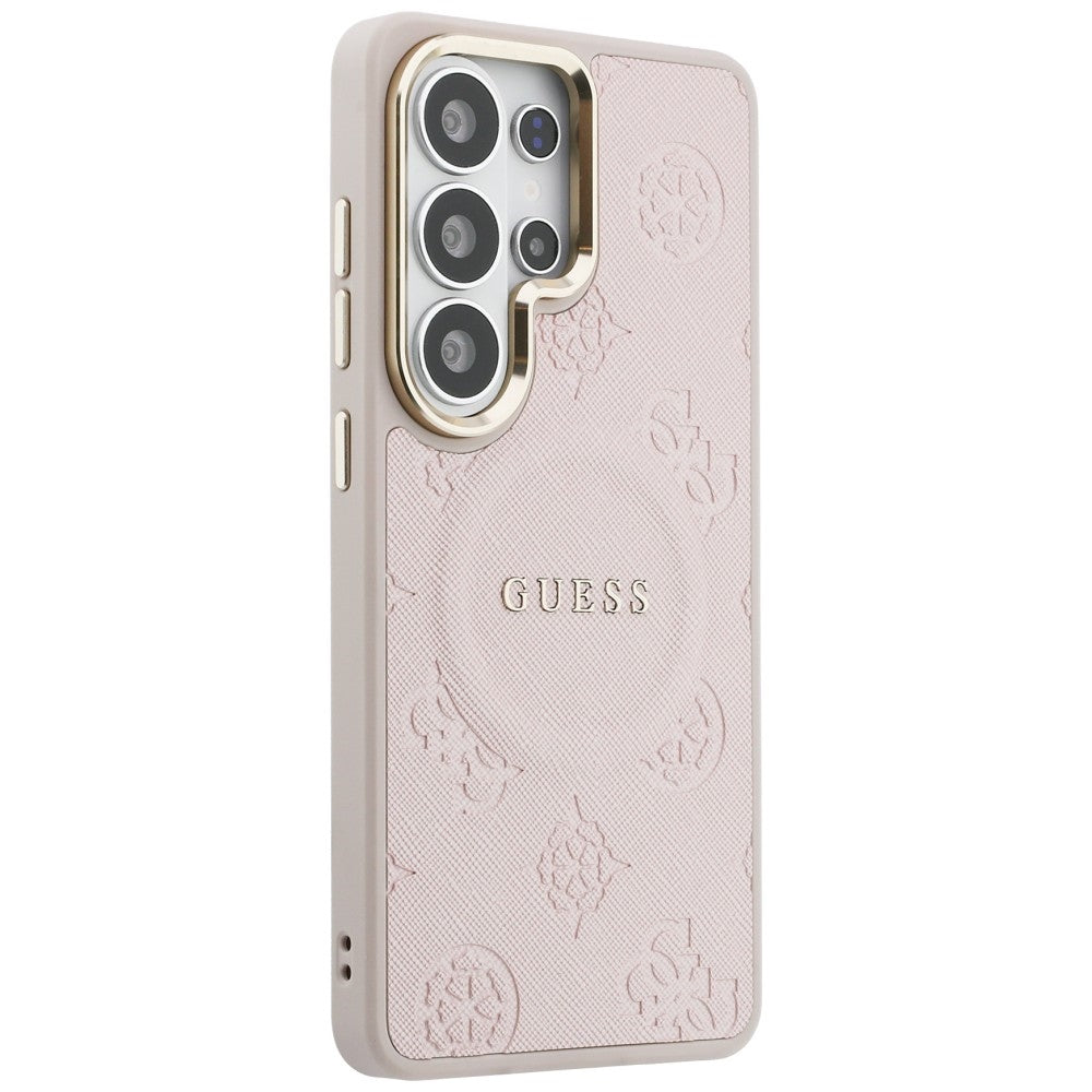 MagSafe futrola za Samsung Galaxy S26 Ultra S948, Guess, Saffiano Peony Embossed Ring, Roze