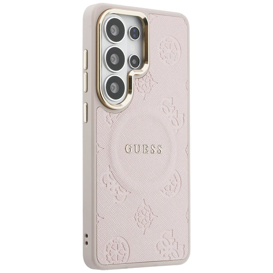 MagSafe futrola za Samsung Galaxy S26 Ultra S948, Guess, Saffiano Peony Embossed Ring, Roze