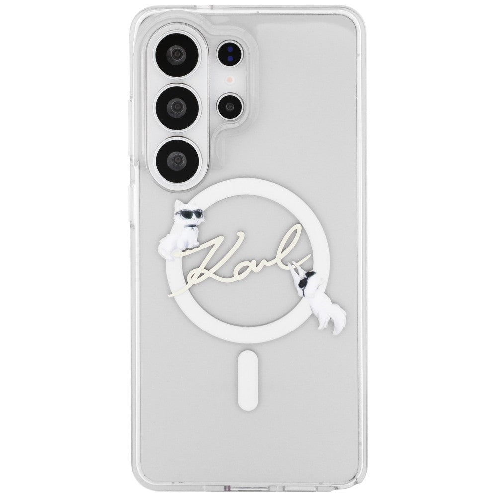Futrola MagSafe za Samsung Galaxy S26 Ultra S948, Karl Lagerfeld, IML Choupette Karl Script Logo, Bela.
