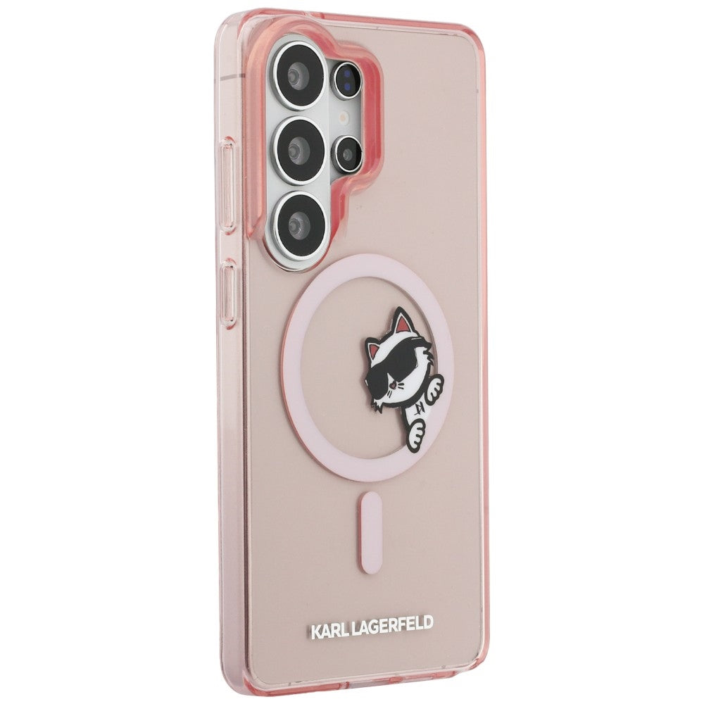 Futrola MagSafe za Samsung Galaxy S26 Ultra S948, Karl Lagerfeld, IML Choupette Peekaboo Logo, Roze