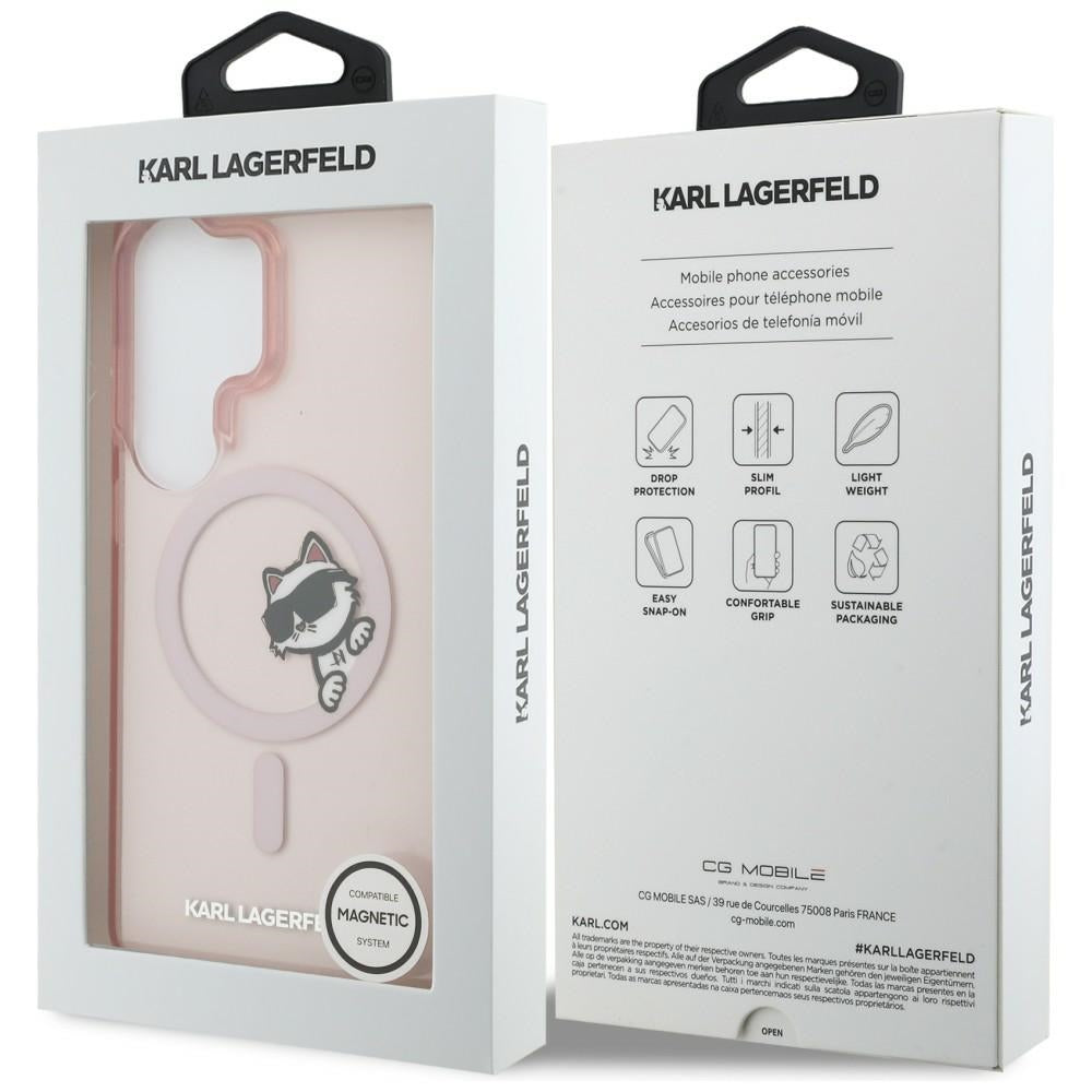 Futrola MagSafe za Samsung Galaxy S26 Ultra S948, Karl Lagerfeld, IML Choupette Peekaboo Logo, Roze