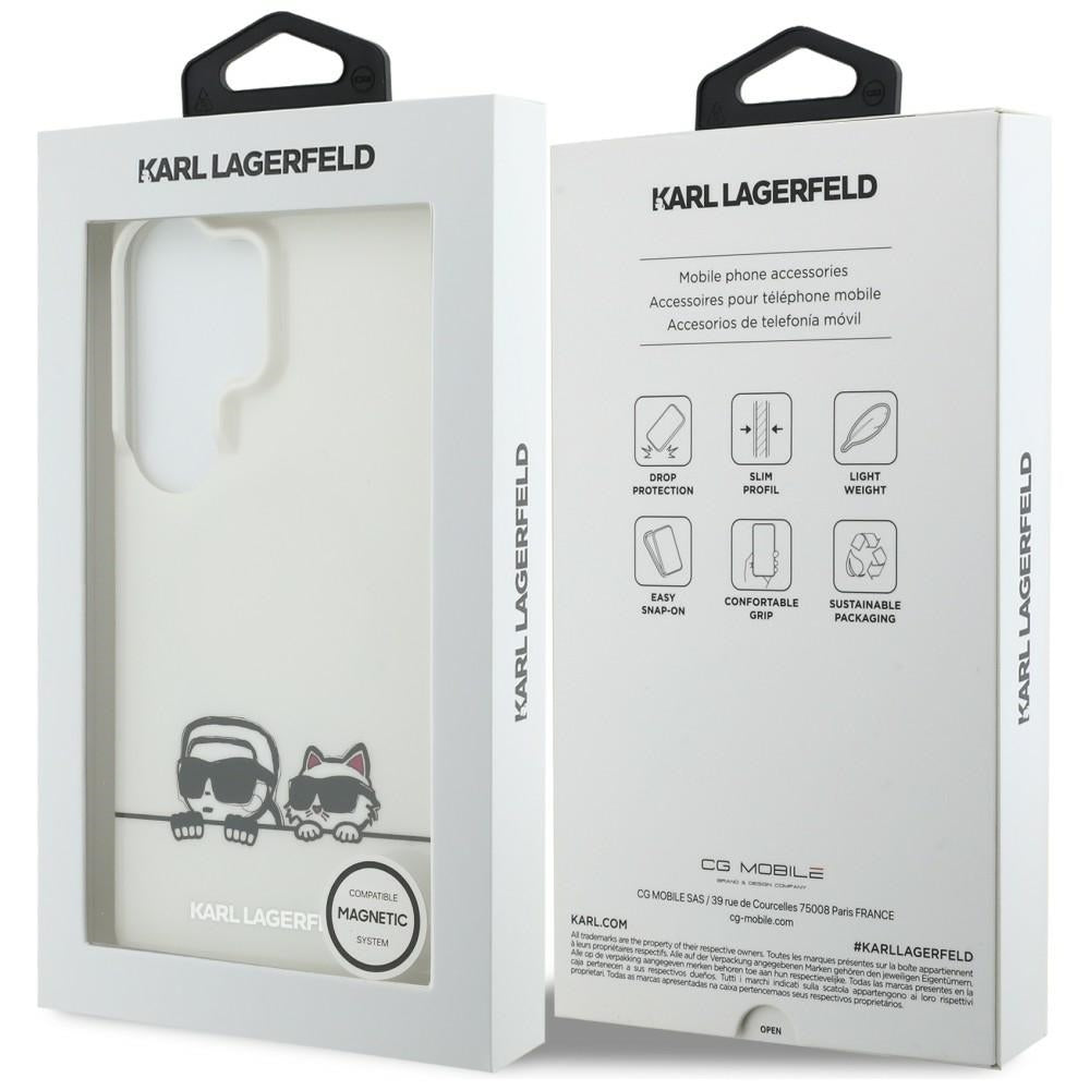 Futrola MagSafe za Samsung Galaxy S26 Ultra S948, Karl Lagerfeld, IML Karl & Choupette Peekaboo Logo, Bela