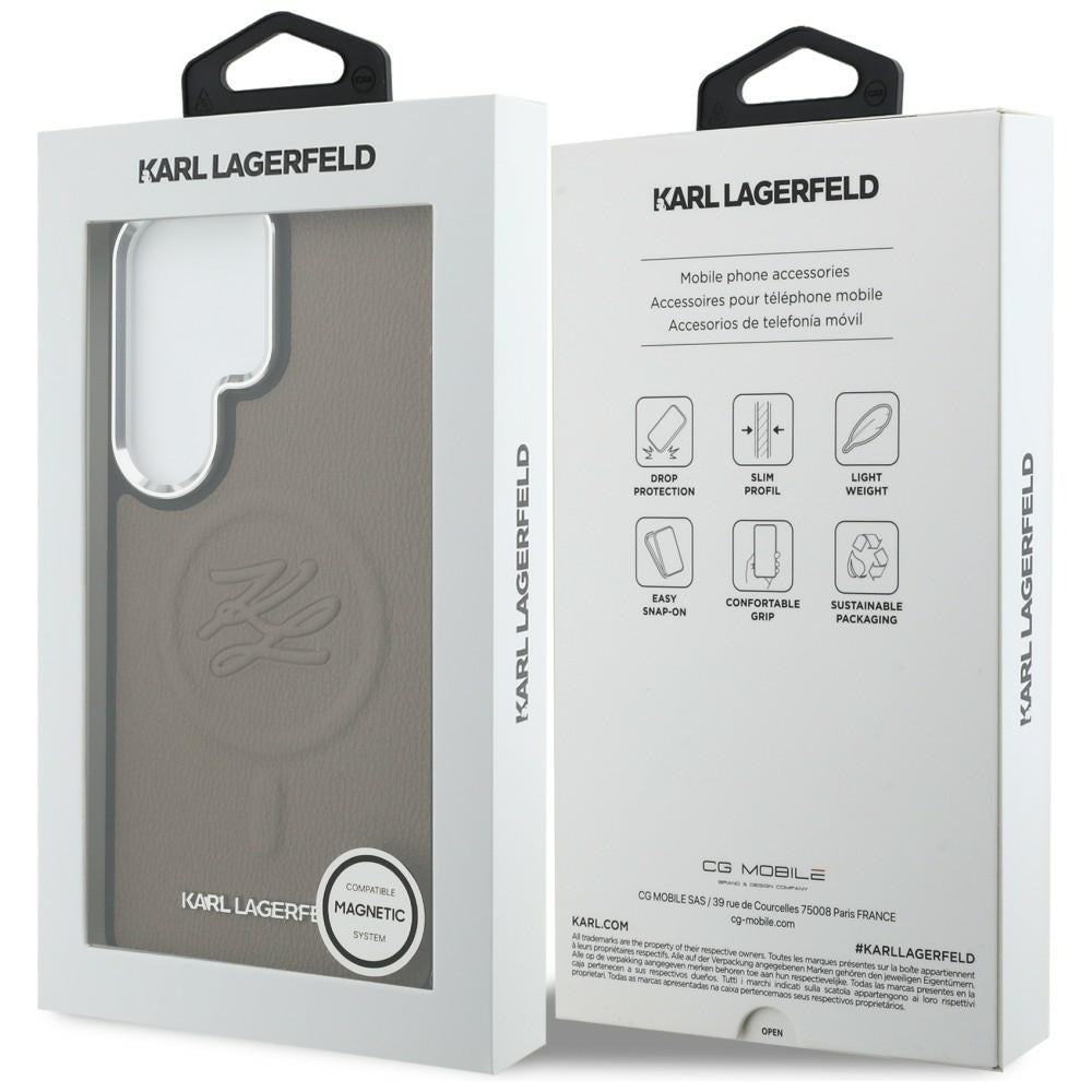 Futrola MagSafe za Samsung Galaxy S26 Ultra S948, Karl Lagerfeld, Initial Logo Debossed, Braon