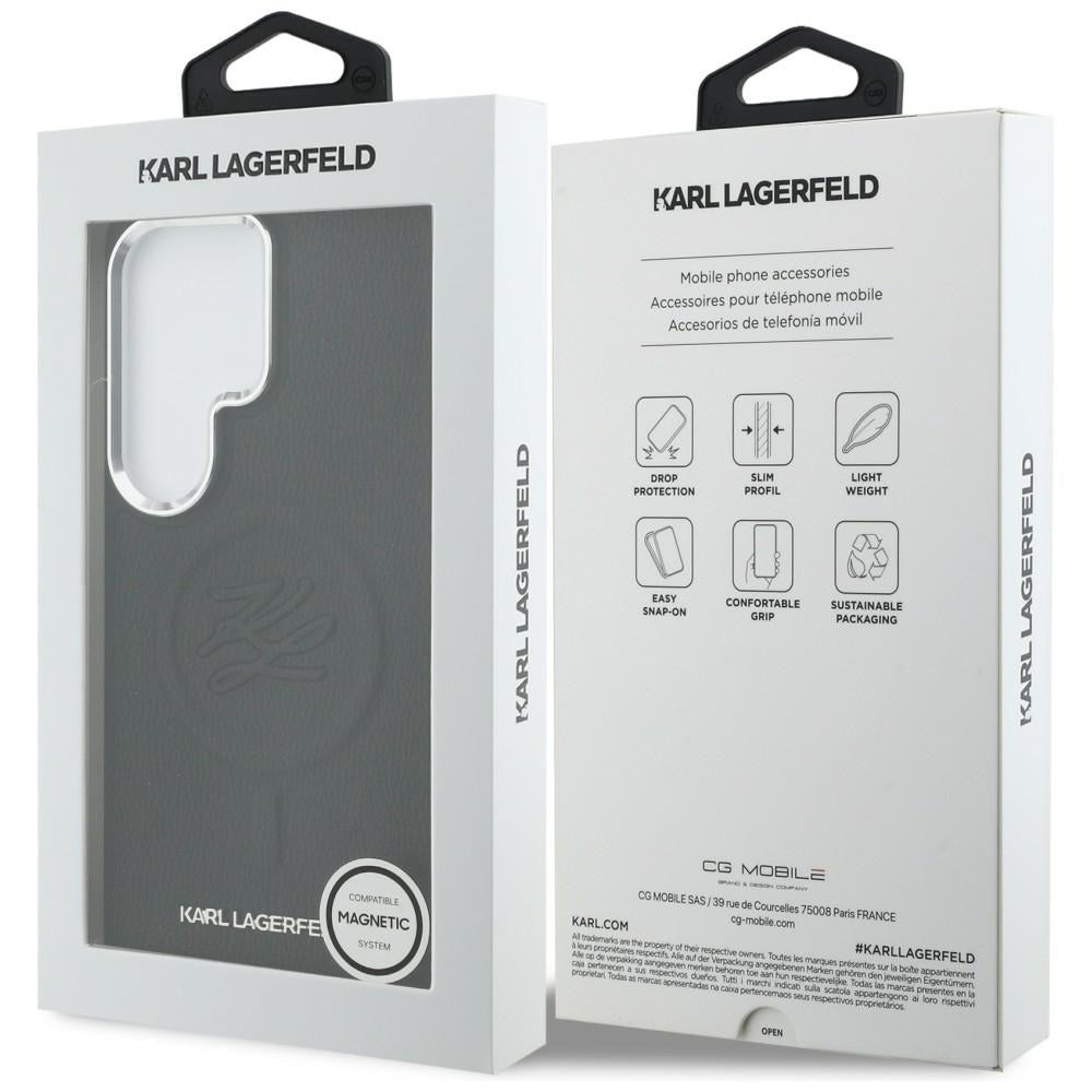 Futrola MagSafe za Samsung Galaxy S26 Ultra S948, Karl Lagerfeld, Initial Logo Debossed, Crna