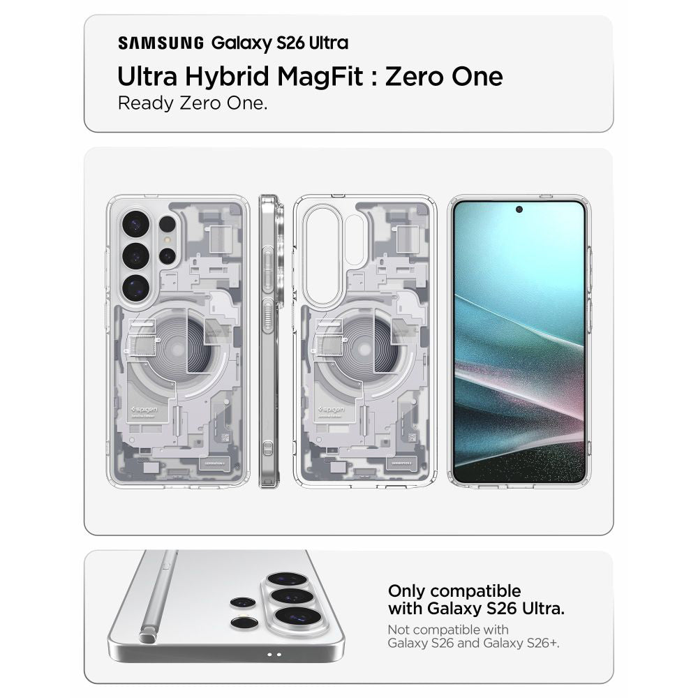 Futrola MagSafe za Samsung Galaxy S26 Ultra S948, Spigen, Ultra Hybrid Zero One, Bela ACS10683