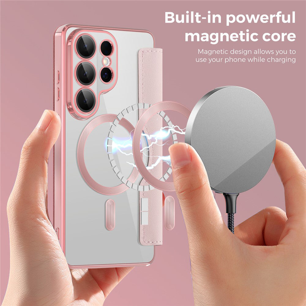 Futrola MagSafe za Samsung Galaxy S26 Ultra S948, Techsuit, SmartMag Book, Roze