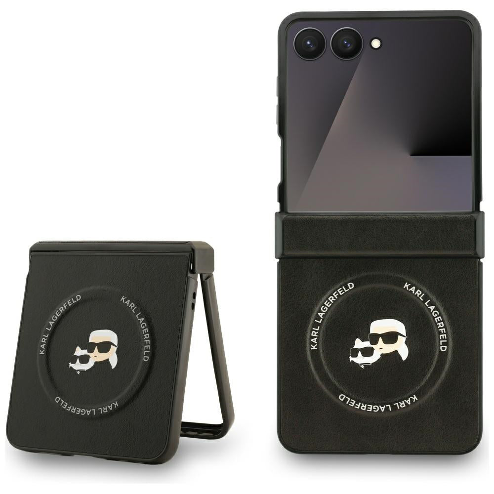 Futrola MagSafe za Samsung Galaxy Z Flip7 F766, Karl Lagerfeld, Karl & Choupette Pins, Crna