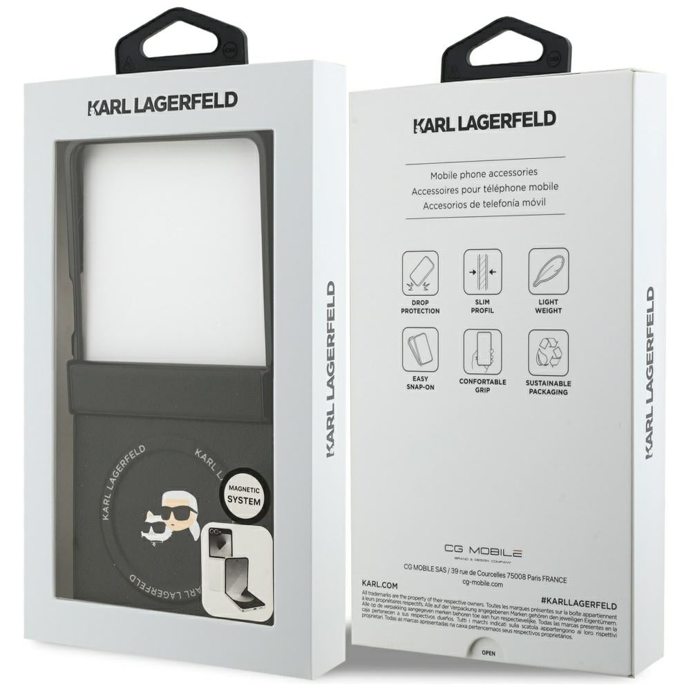 Futrola MagSafe za Samsung Galaxy Z Flip7 F766, Karl Lagerfeld, Karl & Choupette Pins, Crna