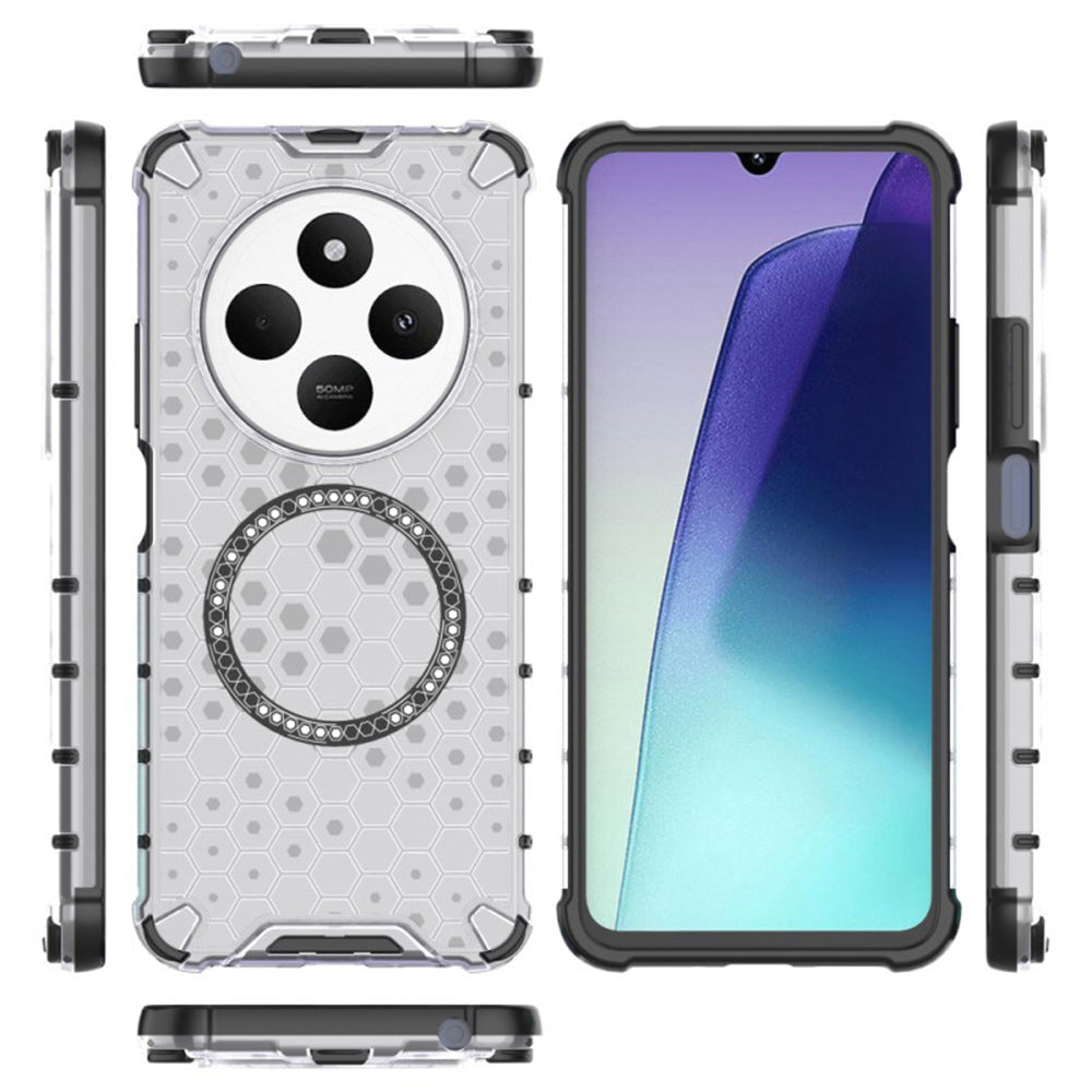 MagSafe futrola za Xiaomi Poco C75 / Redmi 14C, Techsuit, HoneyComb Shield, Bela