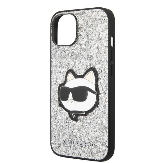 Futrola za Apple iPhone 14, Karl Lagerfeld, Glitter Choupette Patch, Srebrna