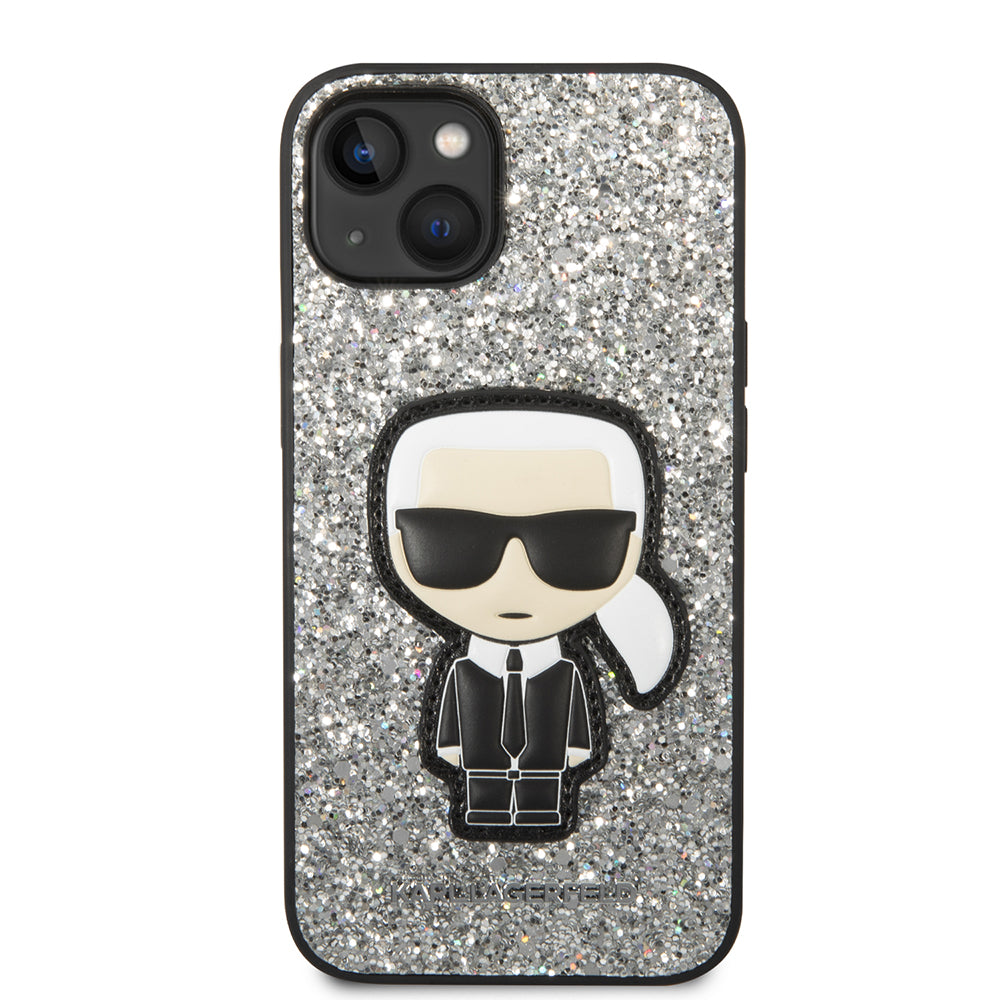 Futrola za Apple iPhone 14, Karl Lagerfeld, Glitter Flakes Ikonik Karl, Srebrna