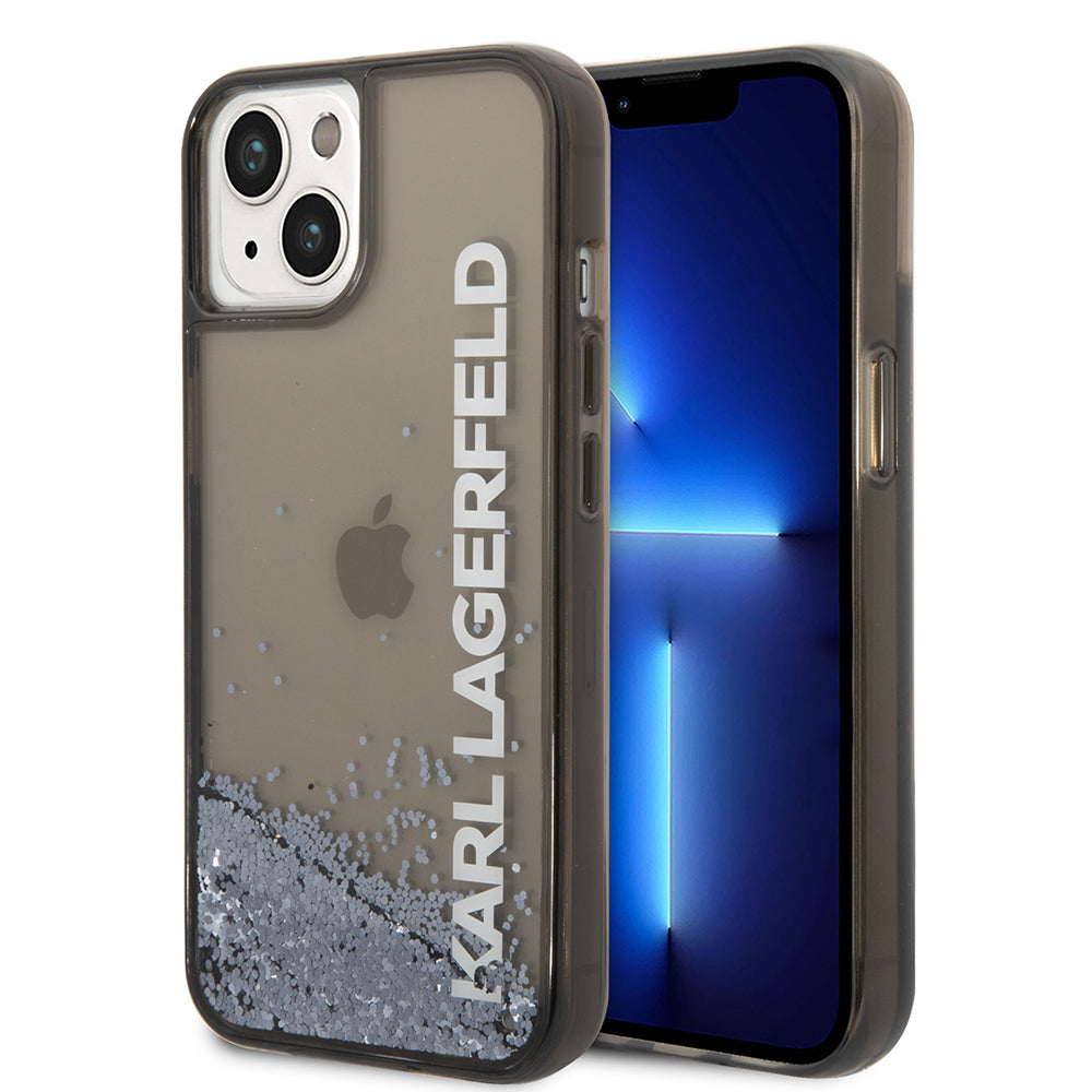 Futrola za Apple iPhone 14, Karl Lagerfeld, Liquid Glitter KL Logo, Crna