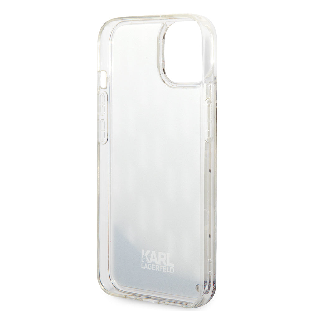 Futrola za Apple iPhone 14, Karl Lagerfeld, Liquid Glitter Monogram, Srebrna