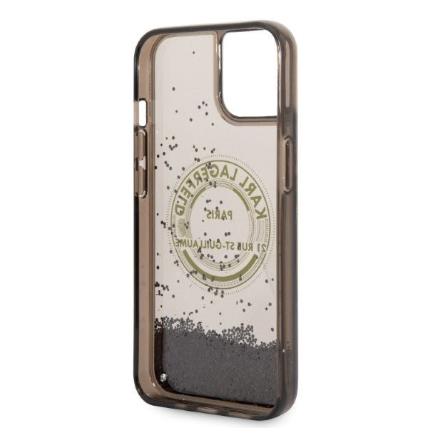 Futrola za Apple iPhone 14, Karl Lagerfeld, Liquid Glitter RSG, Crna