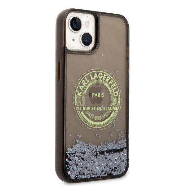 Futrola za Apple iPhone 14, Karl Lagerfeld, Liquid Glitter RSG, Crna