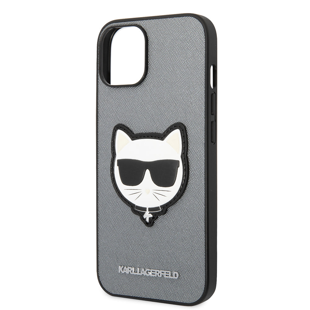 Futrola za Apple iPhone 14, Karl Lagerfeld, Saffiano Choupette's Head, Srebrna