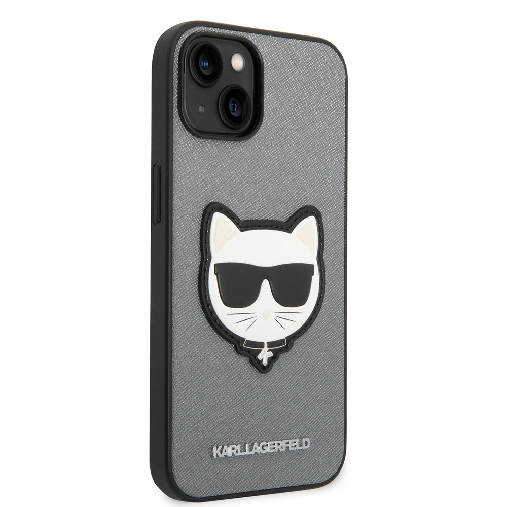 Futrola za Apple iPhone 14, Karl Lagerfeld, Saffiano Choupette's Head, Srebrna
