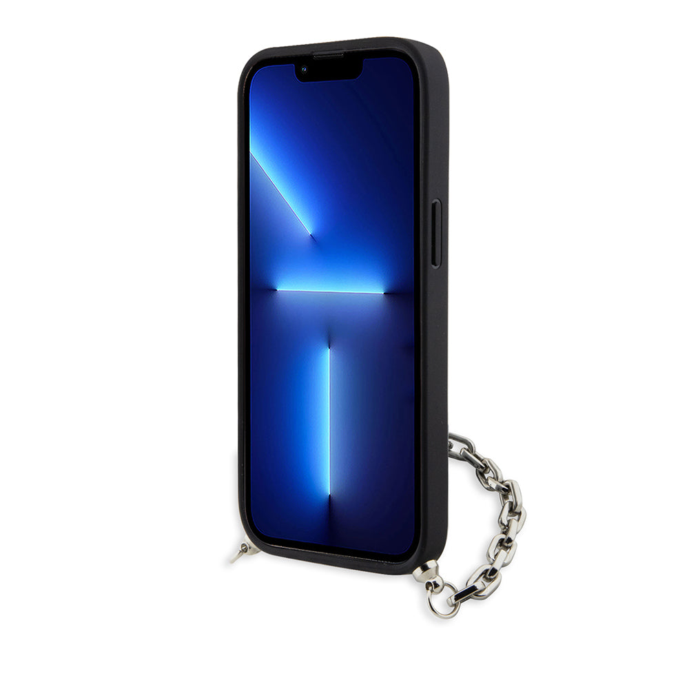 Futrola za Apple iPhone 14, Karl Lagerfeld, Saffiano Monogram Chain, Srebrna