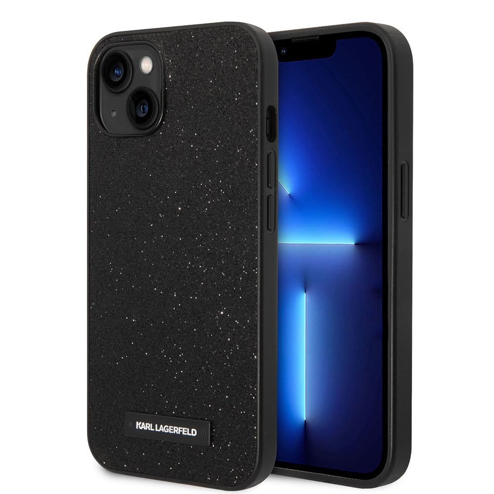 Futrola za Apple iPhone 14 Plus, Karl Lagerfeld, Glitter Plaque Logo, Crna