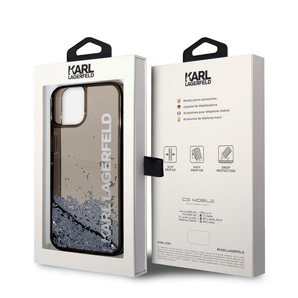 Futrola za Apple iPhone 14 Plus, Karl Lagerfeld, Liquid Glitter KL Logo, Crna
