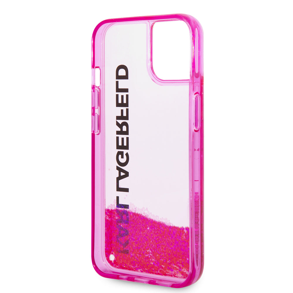Futrola za Apple iPhone 14 Plus, Karl Lagerfeld, Liquid Glitter KL Logo, Roze