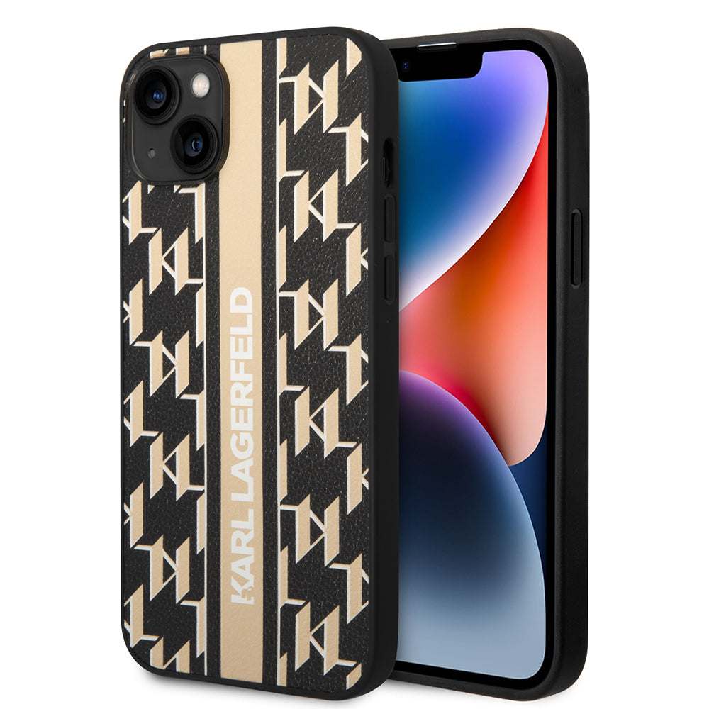 Futrola za Apple iPhone 14 Plus, Karl Lagerfeld, Monogram Stripe, Braon