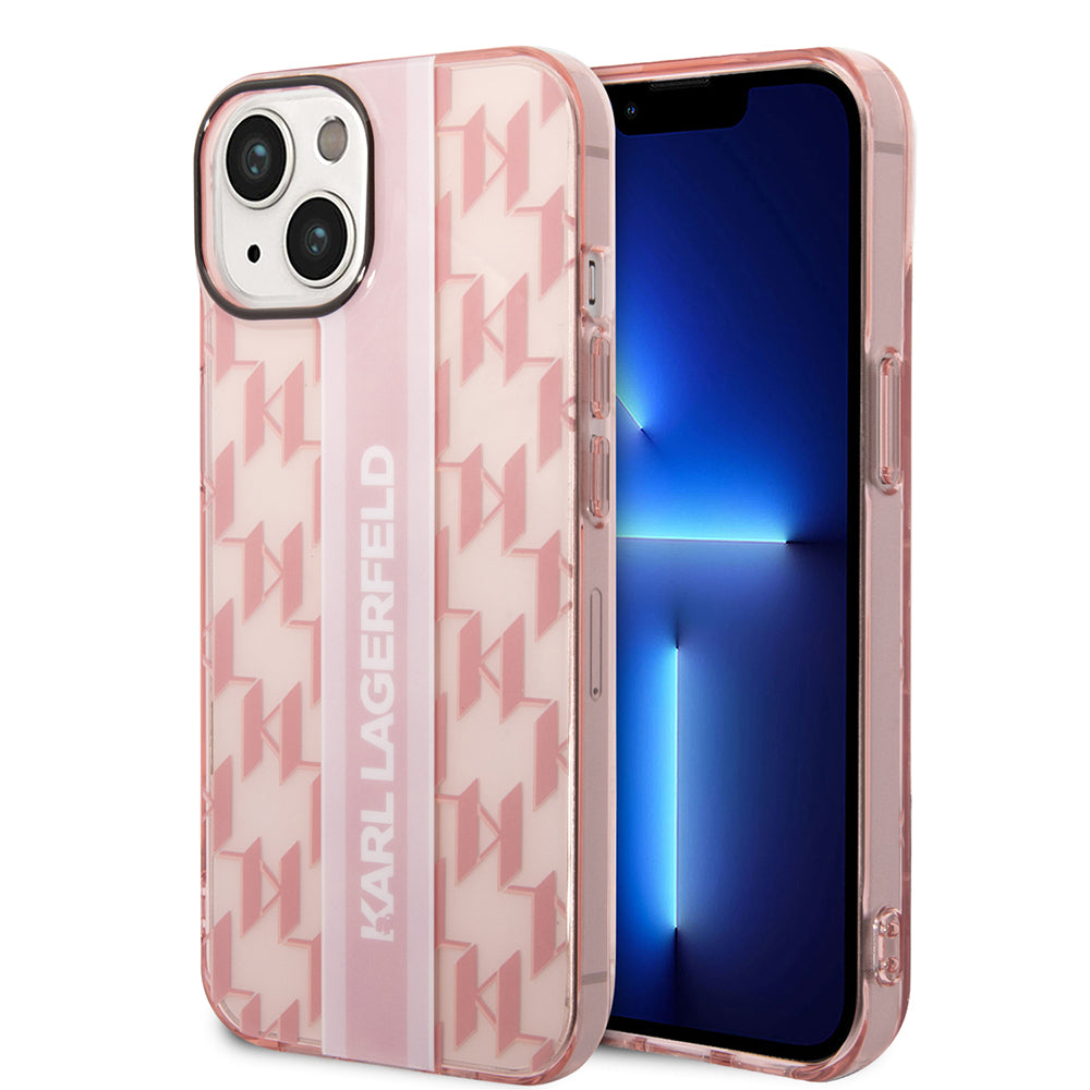 Futrola za Apple iPhone 14 Plus, Karl Lagerfeld, Monogram Stripe, Roze
