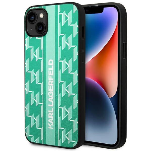 Futrola za Apple iPhone 14 Plus, Karl Lagerfeld, Monogram Stripe, Zelena