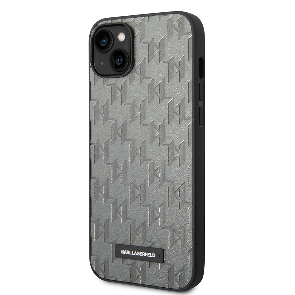 Futrola za Apple iPhone 14 Plus, Karl Lagerfeld, Saffiano Monogram Metal Logo, Siva