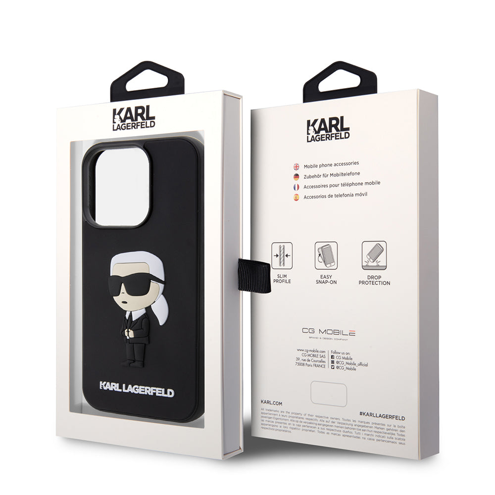 Futrola za Apple iPhone 14 Pro, Karl Lagerfeld, 3D Rubber Ikonik Karl, Crna