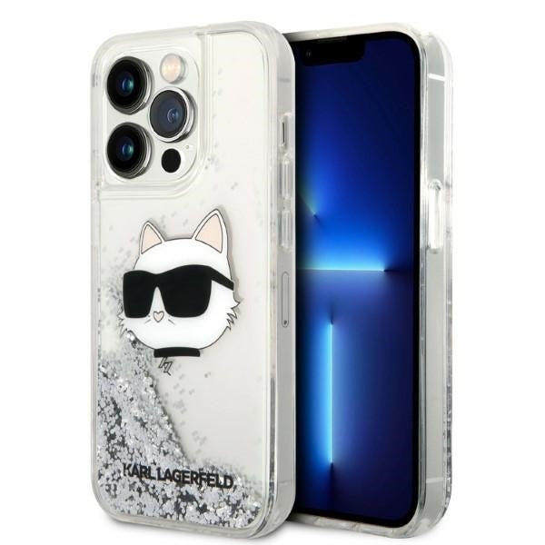 Futrola za Apple iPhone 14 Pro, Karl Lagerfeld, Glitter Choupette's Head, Srebrna