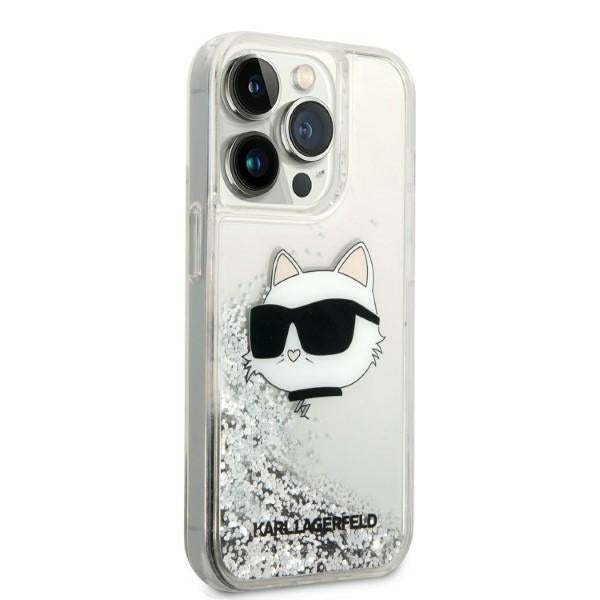 Futrola za Apple iPhone 14 Pro, Karl Lagerfeld, Glitter Choupette's Head, Srebrna