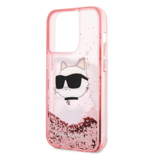 Futrola za Apple iPhone 14 Pro, Karl Lagerfeld, Glitter Choupette's Head, Roze