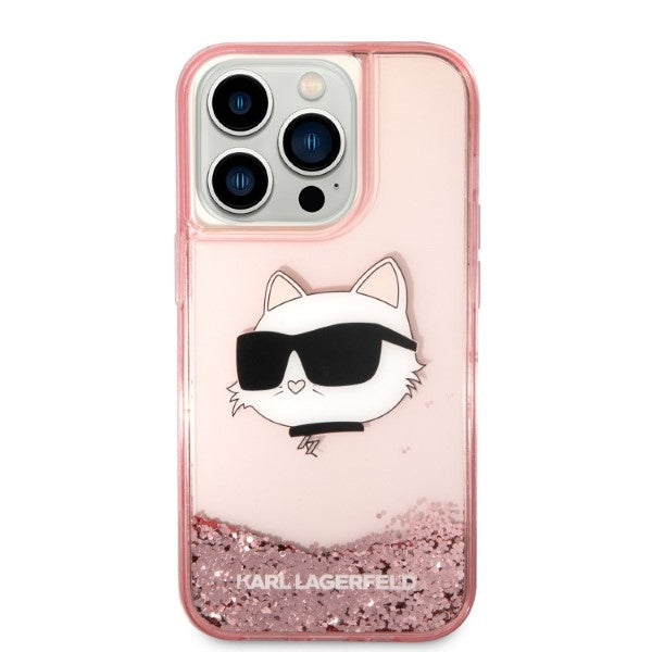 Futrola za Apple iPhone 14 Pro, Karl Lagerfeld, Glitter Choupette's Head, Roze