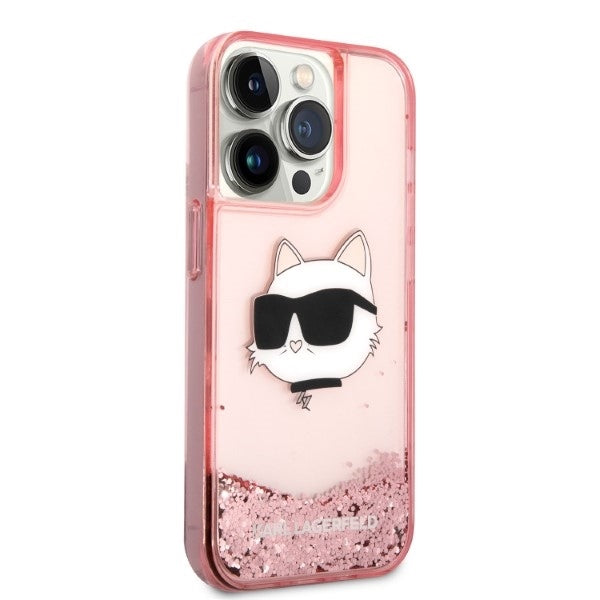 Futrola za Apple iPhone 14 Pro, Karl Lagerfeld, Glitter Choupette's Head, Roze