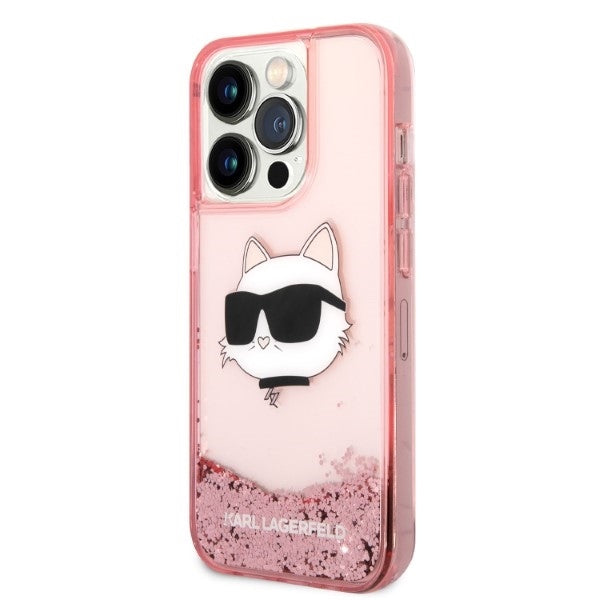 Futrola za Apple iPhone 14 Pro, Karl Lagerfeld, Glitter Choupette's Head, Roze