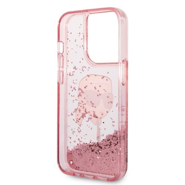 Futrola za Apple iPhone 14 Pro, Karl Lagerfeld, Glitter Karl's Head, Roze