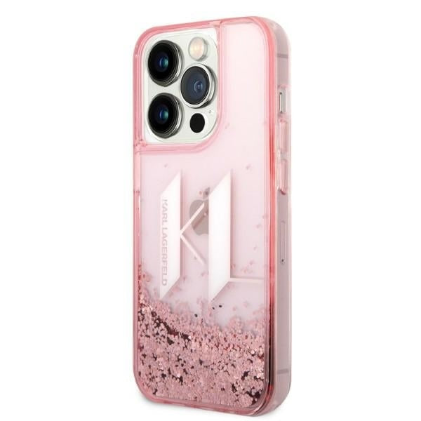 Futrola za Apple iPhone 14 Pro, Karl Lagerfeld, Glitter Liquid Big KL, Roze