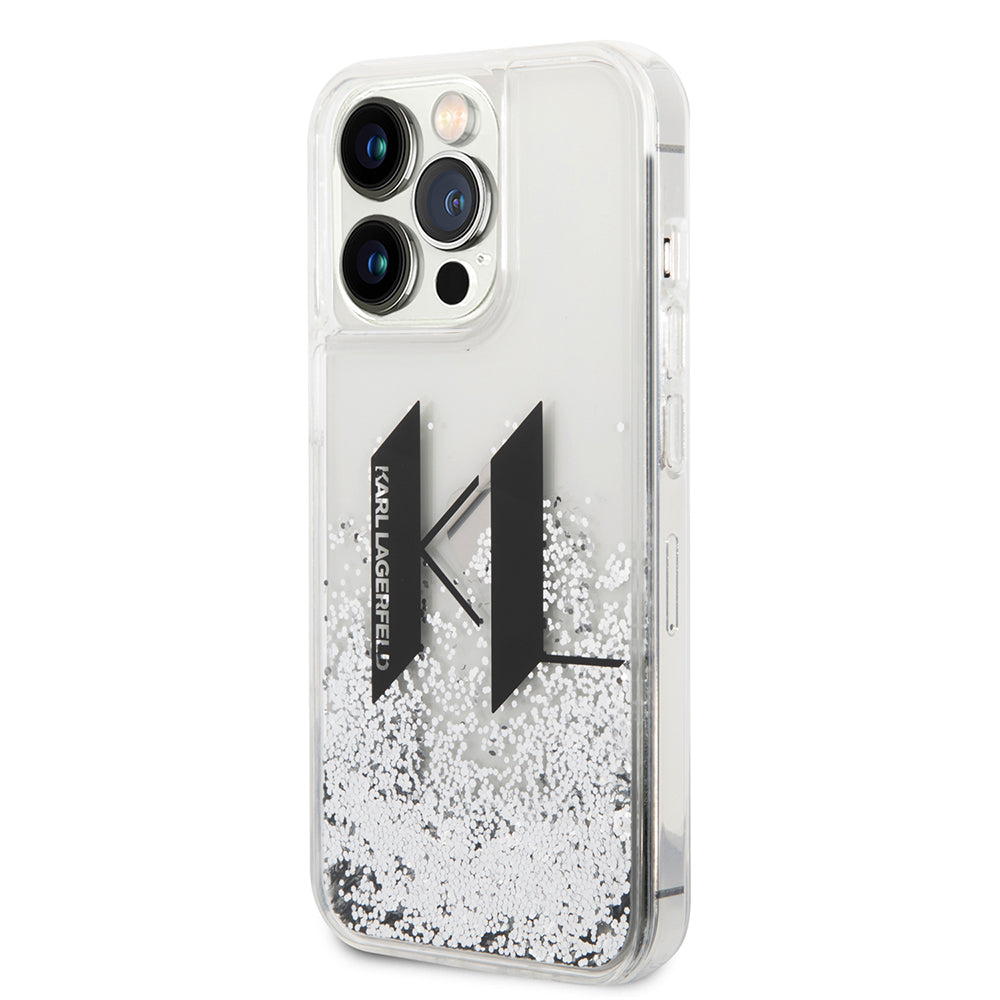 Futrola za Apple iPhone 14 Pro, Karl Lagerfeld, Liquid Glitter Big KL, Srebrna