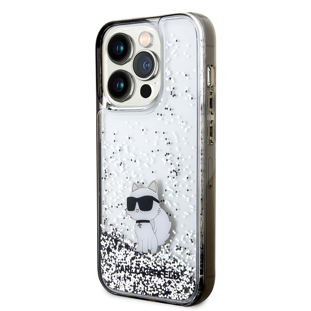 Futrola za Apple iPhone 14 Pro, Karl Lagerfeld, Liquid Glitter Choupette, Transparentna