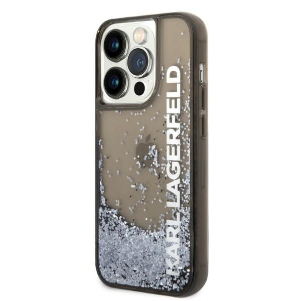Futrola za Apple iPhone 14 Pro, Karl Lagerfeld, Liquid Glitter KL Logo, Crna