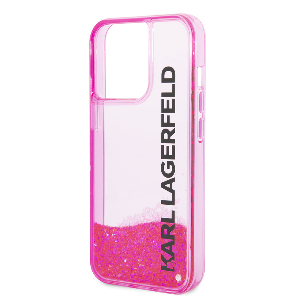 Futrola za Apple iPhone 14 Pro, Karl Lagerfeld, Liquid Glitter KL Logo, Roze