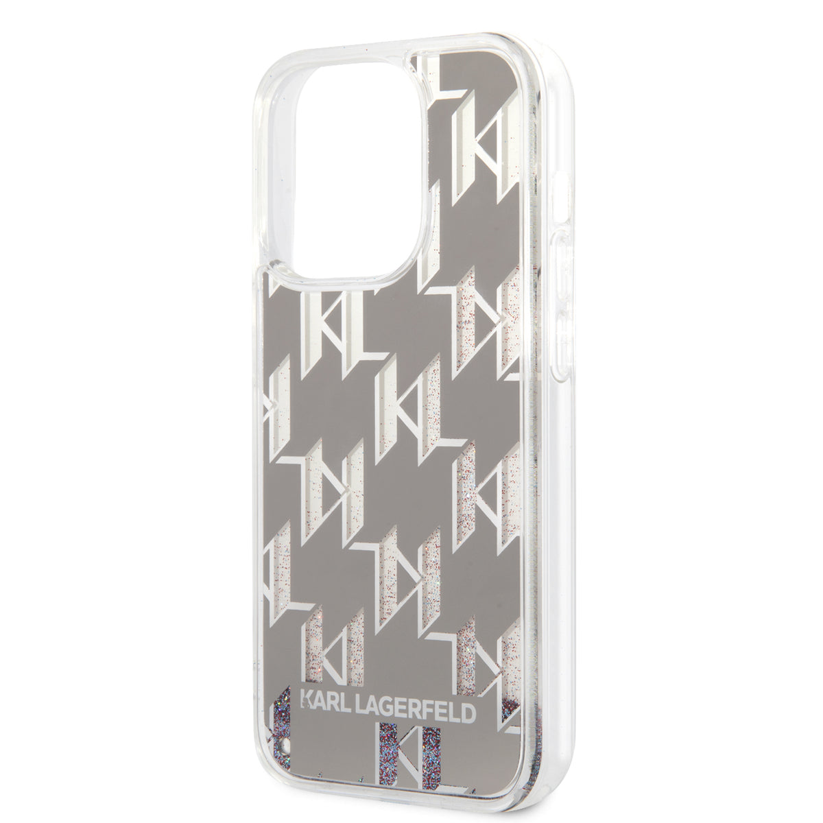 Futrola za Apple iPhone 14 Pro, Karl Lagerfeld, Liquid Glitter Monogram, Srebrna