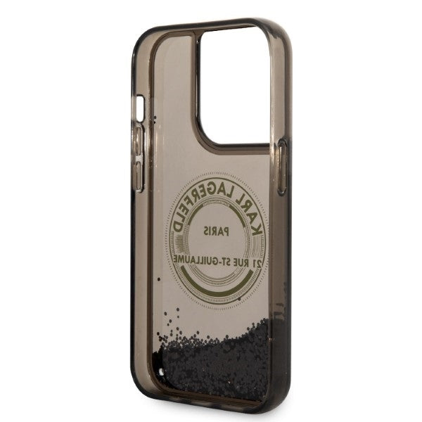 Futrola za Apple iPhone 14 Pro, Karl Lagerfeld, Liquid Glitter RSG, Crna