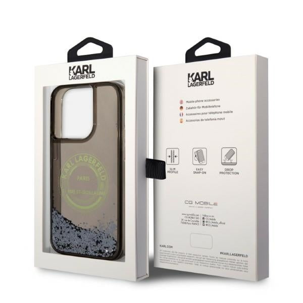 Futrola za Apple iPhone 14 Pro, Karl Lagerfeld, Liquid Glitter RSG, Crna