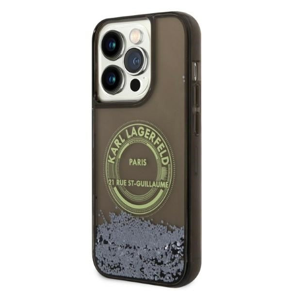 Futrola za Apple iPhone 14 Pro, Karl Lagerfeld, Liquid Glitter RSG, Crna